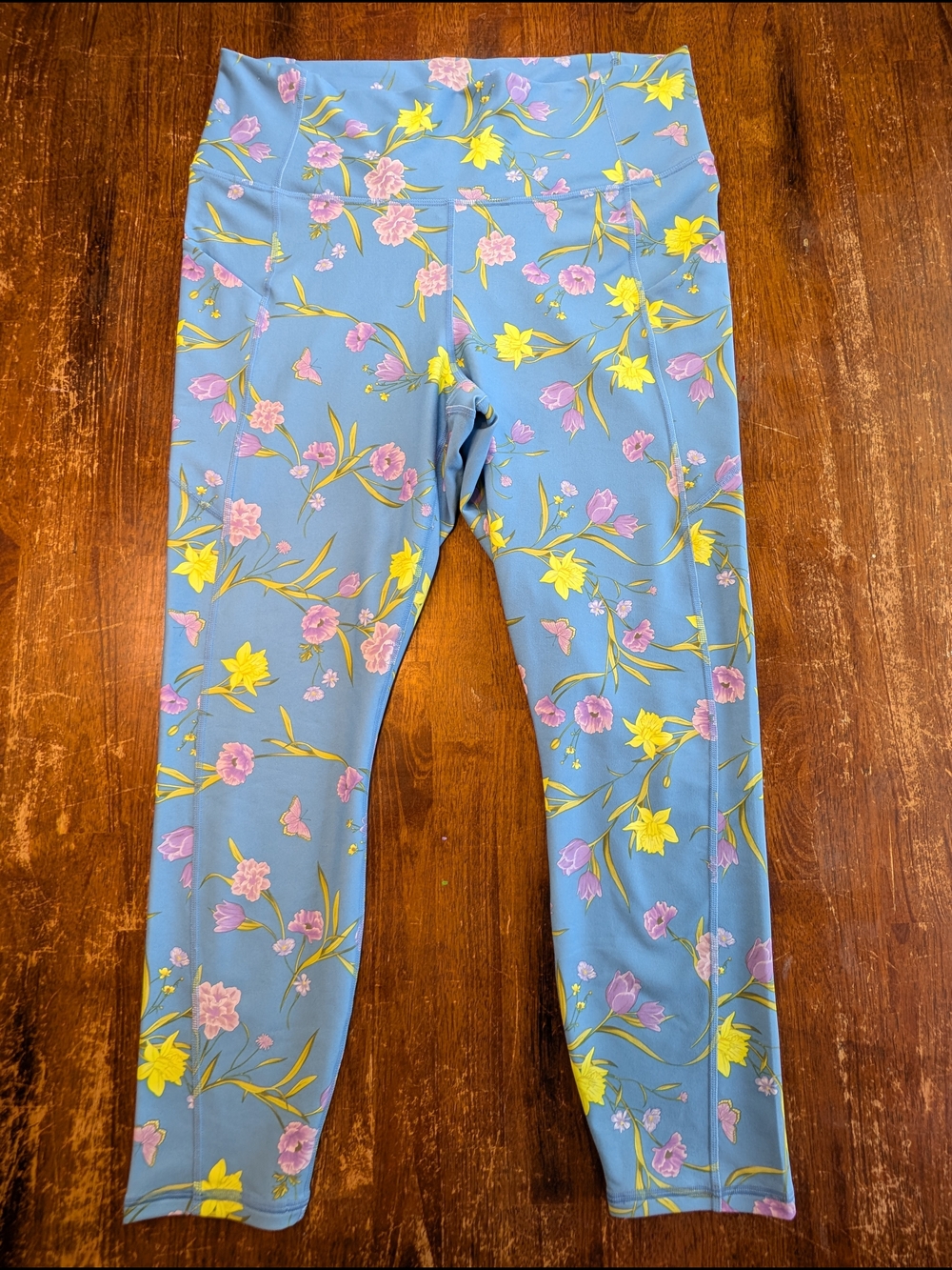 Fabletics PureLuxe Floral Leggings Womens Plus Size XXL Blue Activewear Pant NWT
